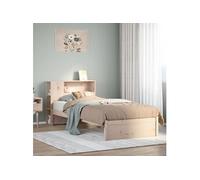 Lit bibliothèque sans matelas 75x190 cm bois de pin massif, lit, meuble de chambre à coucher, lit avec rangement, lit 3322369