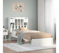 Lit bibliothèque sans matelas blanc 75x190cm bois de pin massif 3322404