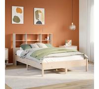 vidaXL Lit en bois massif avec étagère sans matelas 160x200 cm pin