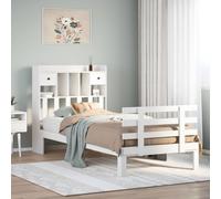 vidaXL Lit bibliothèque sans matelas blanc 90x190cm bois de pin massif