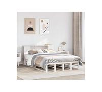 Vidaxl Lit Bibliothèque Sans Matelas Blanc 120x190 Cm Bois Massif Blanc