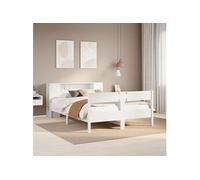 vidaXL Lit bibliothèque sans matelas blanc 135x190 cm bois pin massif 3322958 Blanc G