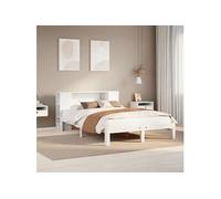 vidaXL Lit bibliothèque 3322512 sans matelas 140x190 cm bois pin massif blanc