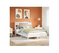 Lit bibliothèque sans matelas blanc 140x190 cm bois pin massif 3322922