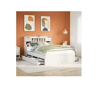 Vidaxl Lit Bibliothèque Sans Matelas Blanc 140x190 Cm Bois Pin Massif Blanc