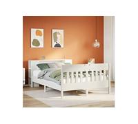 Lit bibliothèque sans matelas blanc 150x200 cm bois pin massif 3323180