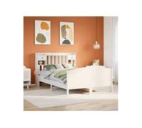 vidaXL Lit bibliothèque sans matelas blanc 160x200 cm bois pin massif 3323138 Blanc