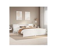Lit bibliothèque sans matelas blanc 180x200 cm bois pin massif, lit, meuble de chambre à coucher, lit avec rangement, 3322444