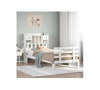 vidaXL Lit bibliothèque sans matelas blanc 75x190cm bois de pin massif 3322781 Blanc G