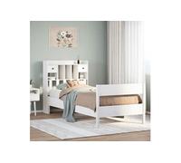 vidaXL Lit bibliothèque sans matelas blanc 75x190cm bois de pin massif