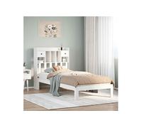 Lit bibliothèque sans matelas blanc 90x190cm bois de pin massif