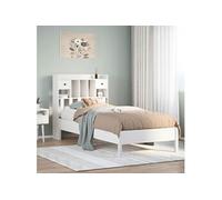Lit bibliothèque sans matelas blanc 90x200cm bois de pin massif 3322919