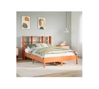 vidaXL Lit bibliothèque sans matelas sommier à lattes 140x200 cm pin massif cire marron