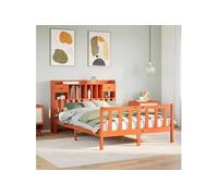Lit bibliothèque sans matelas cire marron 150x200 cm pin massif, lit, meuble de chambre à coucher, lit avec 3321762