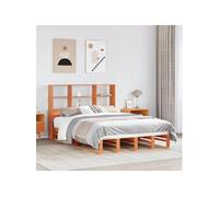 vidaXL Lit bibliothèque bois massif cire marron 160x200 cm sans matelas