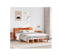 Vidaxl Lit Bibliothèque Sans Matelas Cire Marron 160x200cm Bois Massif Marron