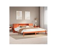 Lit bibliothèque sans matelas cire marron 200x200 cm pin massif, lit, meuble de chambre à coucher, lit avec 3321558