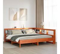 Lit bibliothèque sans matelas cire marron 200x200 cm pin massif lit vidaXL