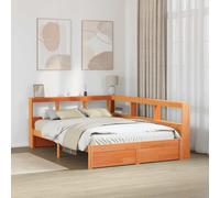 vidaXL Lit bibliothèque 2 pcs avec rangement cire marron 200 x 140 cm – style moderne