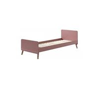 Lit enfant 90x200 cm avec sommier bois terre rose satiné Funy