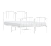 Lit Blanc - LEMON - Cadre de lit métal - lit d'appoint, sans matelas, et pied de lit blanc 140x190 cm FR1242