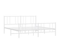 Lit Blanc - LEMON - Cadre de lit métal - lit d'appoint, sans matelas, et pied de lit blanc 180x200 cm FR1885