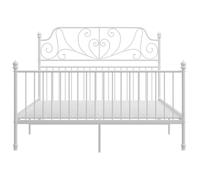 Lit Blanc - LEMON - Cadre de lit - sommier à lattes, et tête de lit sans matelas, blanc 160x200 cm métal FR496