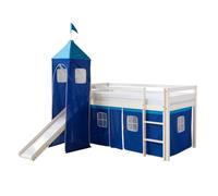 Lit bleu mi-haut 90x200 cm avec tour matelas