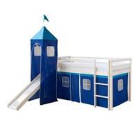 Cadre de Lit superposé 90x200 Matelas Tour Toboggan Mezzanine Bleu Homestyle4u