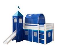Lit bleu mi-haut 90x200 cm avec tour toboggan matelas Bleu