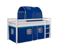 Lit bleu mi-haut 90x200 cm sommier matelas tunnel