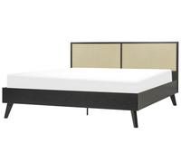 Lit Boho au Design Minimaliste Bois Contreplaqué 180 x 200 cm Noir Monpazier
