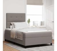 Lit Box Spring avec Matelas à Ressorts Ensachés et Bande LED, Tête de Lit Réglable, Tissu Taupe 120x200 cm, Cadre de Lit Plateforme pour Chambre, Meuble Lit Moderne