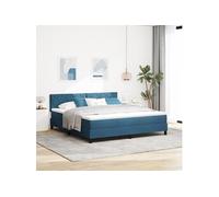 Lit Box Spring vidaXL avec Matelas Bleu Sombre Super King Velours