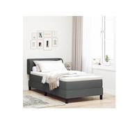 Lit Box Spring avec Matelas en Gris Foncé, 90x190 cm, Tissu 3339997