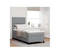Lit Box Spring avec Matelas Gris Clair 100x200 cm Tissu 3339364