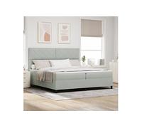 Lit Box Spring avec Matelas Gris Clair 200x200 cm Velours 3339920
