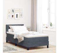 Lit box spring avec matelas gris foncé 100x200 cm en velours