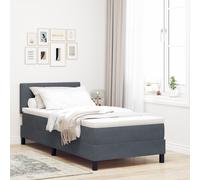 Lit Box Spring avec Matelas gris foncé 100x200 cm en Velours