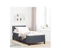 Lit Box Spring avec Matelas gris foncé 100x200 cm en Velours 3339153