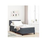 vidaXL Lit à Ressorts avec Matelas Noir 100x200 cm en Velours, Lit en Velours Chic, Chambre Moderne avec tête Ajustable, sommier Pratique et Matelas en Mousse