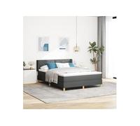 Lit Box Spring vidaXL avec Matelas Gris Foncé 140x200 cm Tissu, Tête de lit vidaXL Design Blocs Diamants Gris Foncé 140 cm Tissu