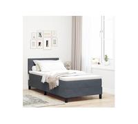 Lit Box Spring Vidaxl Avec Matelas Gris Foncé En Velours Simple Gris