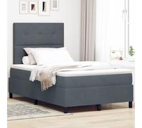Lit Box Spring avec Matelas Gris Foncé Petit Double Velours