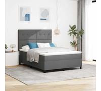 Lit Box Spring avec Matelas, Gris Foncé, Tissu Polyester, 160 x 200 cm, Cadre en Bois d'Ingénierie Durable, Tête de Lit Réglable, Confort Optimal pour Chambre Moderne