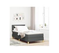 Lit Box Spring avec matelas & LED gris foncé 100x200 cm Tissu 3342416