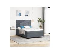 Lit Box Spring avec Matelas & LED Gris Foncé 140x190 cm Velours 3343245