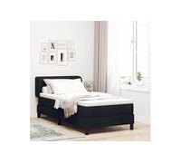Lit Box Spring avec Matelas Noir 90x200 cm en Tissu 3340005