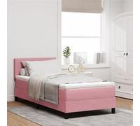 Lit Box Spring avec Matelas Rose 100x200 cm Velours 3339157 Rose G