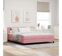 Lit Box Spring avec Matelas Rose Super King en Velours